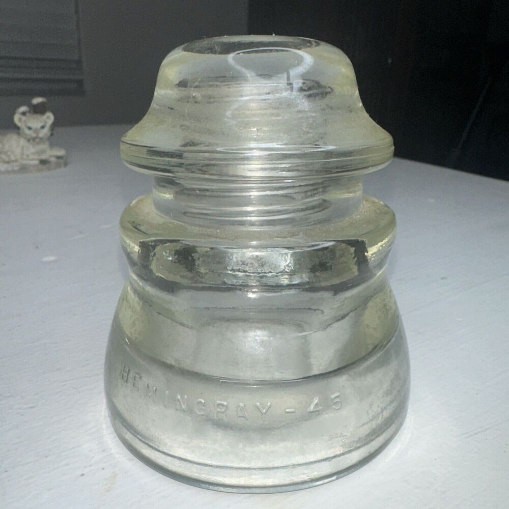 Vintage Hemingray 45 Glass Power Pole Insulator Made in USA Clear